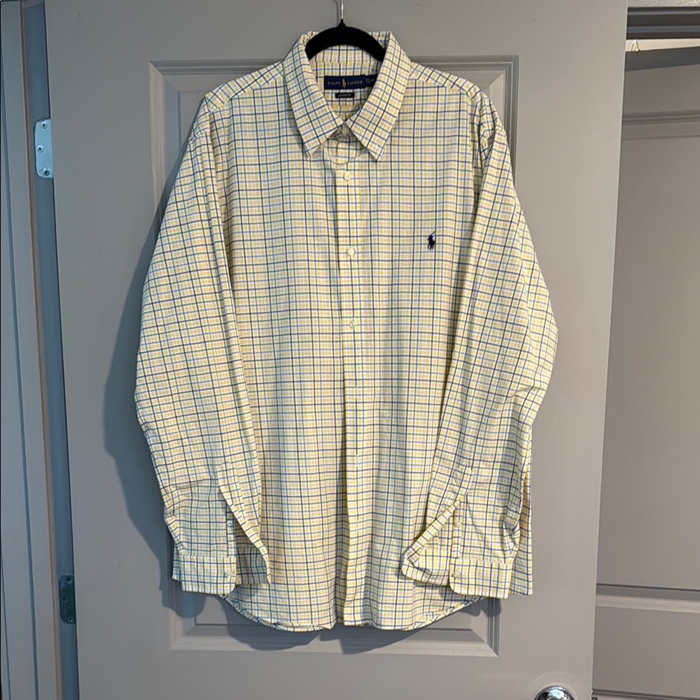 Polo Ralph Lauren Men's Yellow Checkered Shirt Lightweight